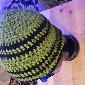 Handmade Green and Black Crochet Beanie
